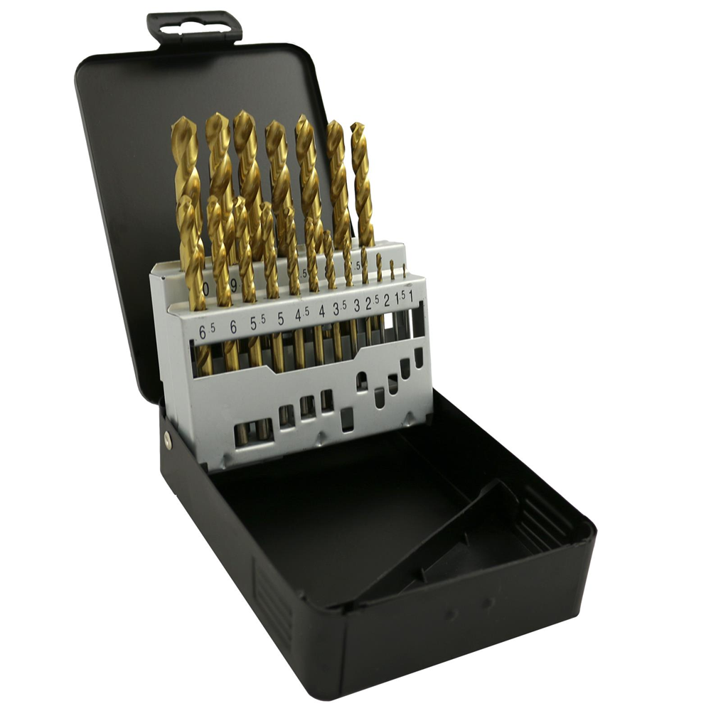 19pc Titanium Coated Drill Bit Set