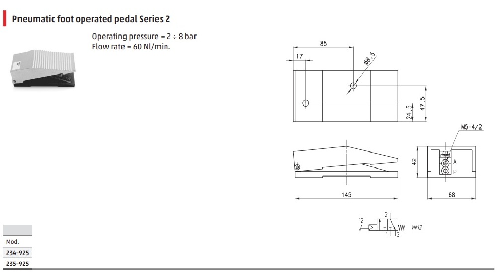 Manually operated mini valve-3/2 NC-4mm-pn