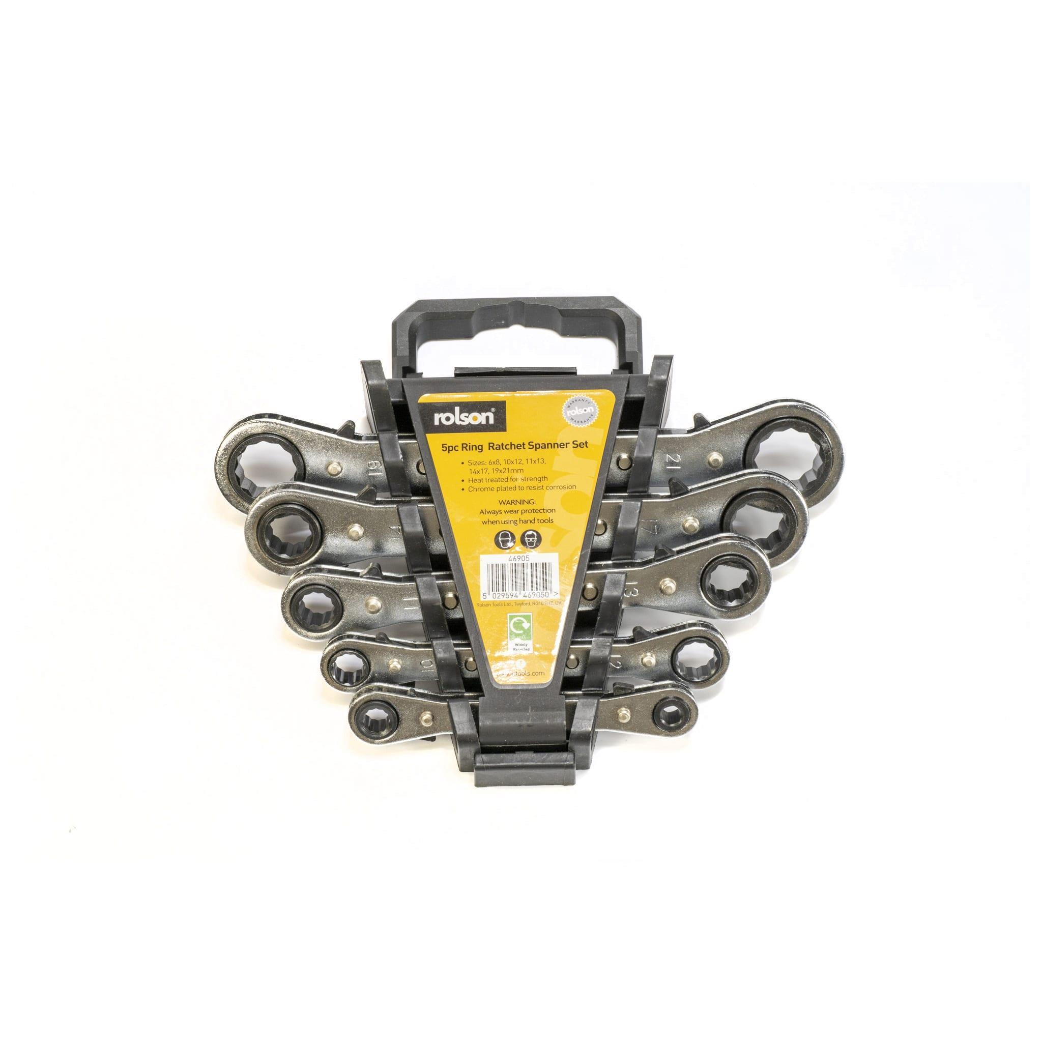 5 PIECE RATCHET RING SPANNERS  ROLSON