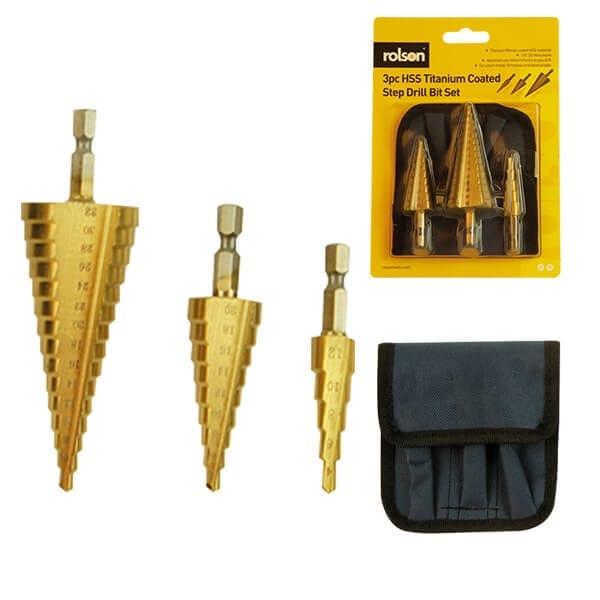 3 Piece Titanium Step Drill Set