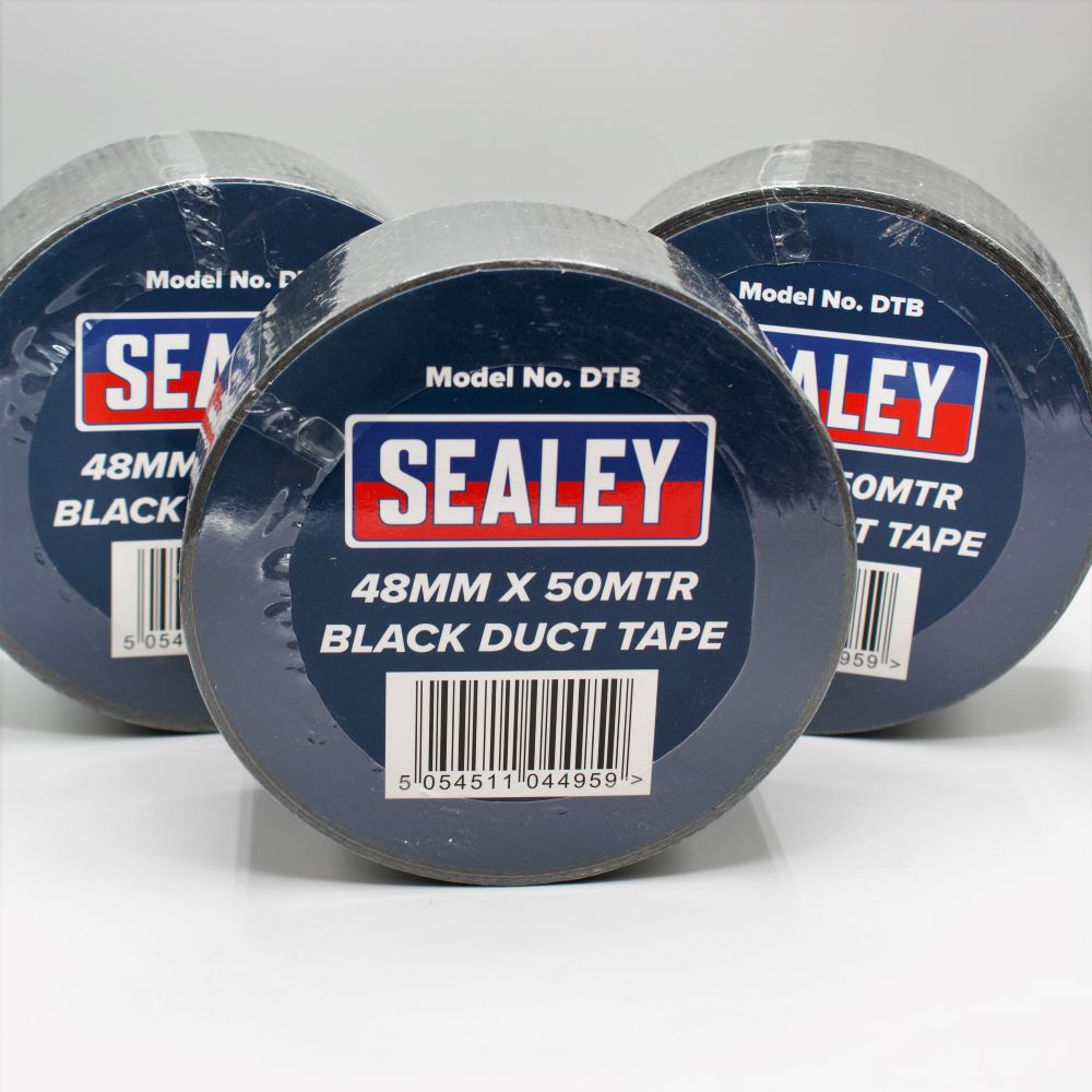 Sealey 48mm  Water-Proof Tape Black 50 mtr Long