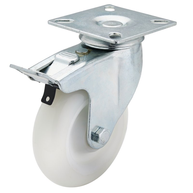 100MM NYLON WHEEL SWIVEL PLATE C/W BRAKE CASTOR