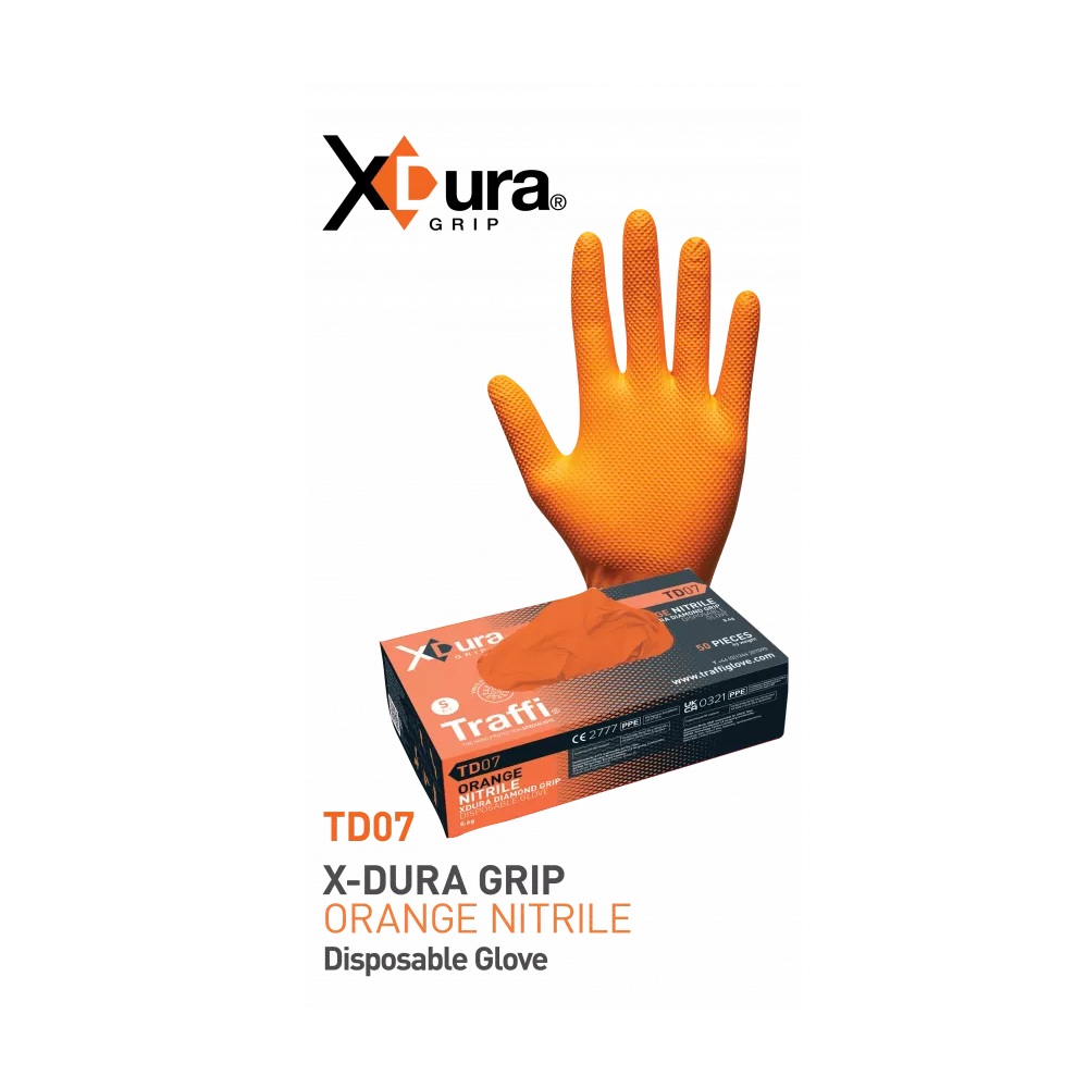 H/Duty Nitrile Powder Free Gloves Size Large Box of 50