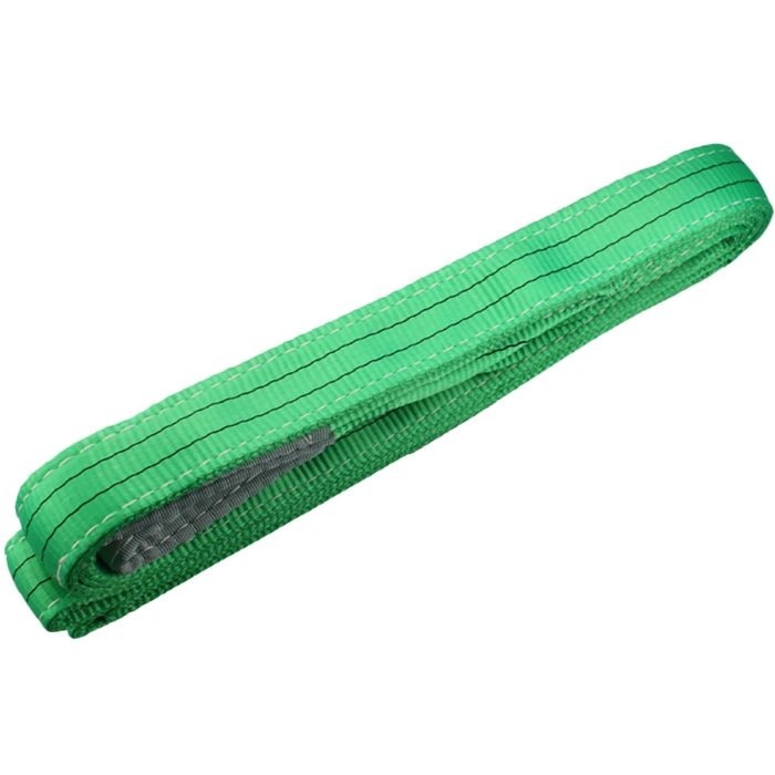 Green Load Sling 2 Tonne x 2 Meters Reinforced Flat - Double Eye